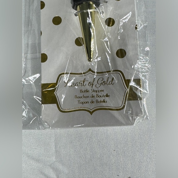 NWT- Kate Aspen Heart of Gold Bottle Wine Stopper Party Favor Guest Gift - Picture 3 of 5